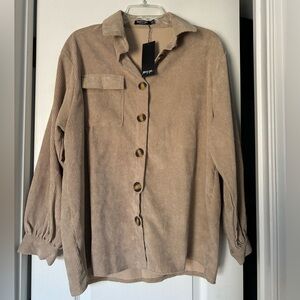 NWT Nasty Gal Beige Corduroy Shirt